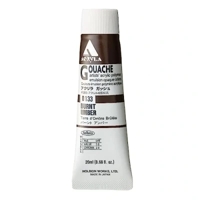 Imagen de Holbein Acrylic Gouache Artists Polymer Emulsion, 20ml Burnt Umber (D133)