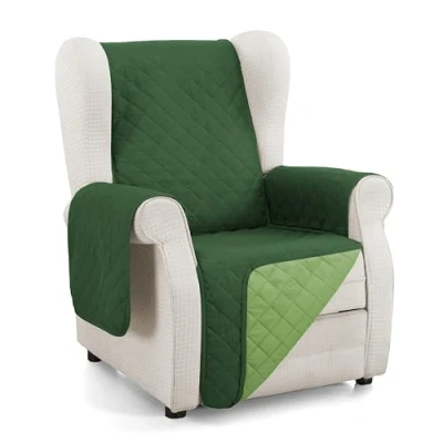 Imagen de Martina Home Cubre sofa acolchado reversible Ambar 1 Plaza/Relax Oliva Botella