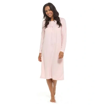 Imagen de Undercover Camisón de invierno clásico forro polar suave al tacto para mujer, manga larga, con solapa botón, acogedor, rosa, 50 52