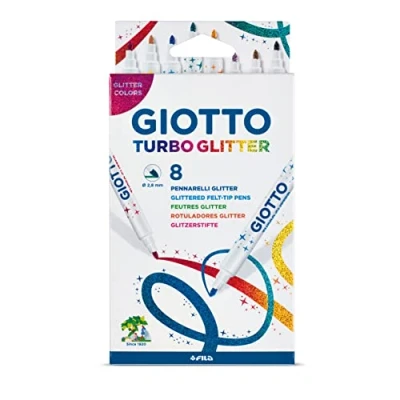 Imagen de GIOTTO Turbo Glitter, Rotuladores con Tinta Punta Fina, 2.8mm, Colores Surtidos, 8 uds.
