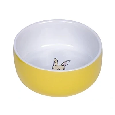 Imagen de Nobby Cuenco de cerámica para roedores Rabbit, Color Amarillo y Blanco, diámetro 11 cm x 4,5
