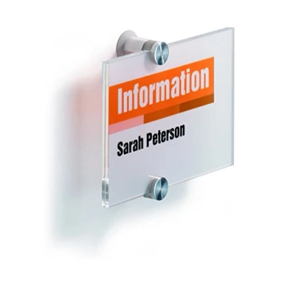 Imagen de Durable 482119 Identificador para puertas CRYSTAL SIGN® 148x105 mm Cartel de cristal, 148 x 105 mm, con incrustación papel aluminio imprimible, transparente
