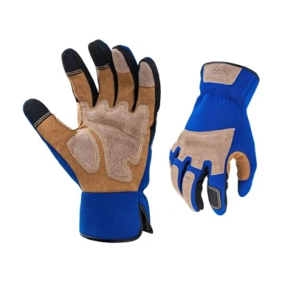 Imagen de Vgo... Guante de Trabajo Jardinería Hombre Resistentes, Touchscreen Guantes Protección Transpirable para Obra Jardin Montaje Mecánicos