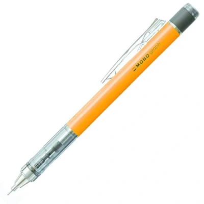Imagen de Tombow Portaminas MONO Graph Neón multifunción con Mina de 0.7 mm Cuerpo Color Naranja Lápices Goma Valido para Todo Tipo Técnicas dibujo.