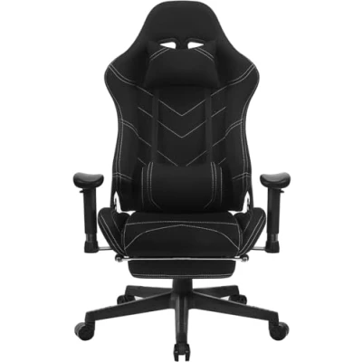 Imagen de WOLTU Silla Gaming, Transpirable Tela Ergonómica Gaming para con Reposacabeza &amp; cojín Lumbar Reposapiés Gamer Sillon Videojuegos, Livestreaming, de Oficina y computadora Negro