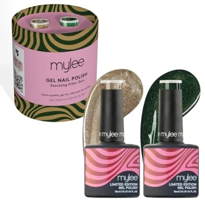 Imagen de Mylee Set de Esmalte Uñas en Gel Semipermanente 2x10ml [Stocking Filler] Rockin&#039; Around Collection UV/LED Nail Art, Manicure y Pedicure, Uso Profesional Doméstico [Navidad 2024]