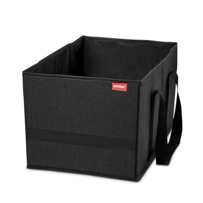 Imagen de achilles bolsa de la compra plegable, caja inteligente para compra, transporte, organizador almacenamiento, reutilizable Negro 37cm x 23cm 21cm