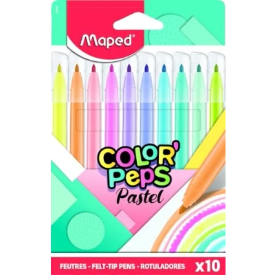 Imagen de Maped Rotuladores de Colores para Niños Color&#039;s Peps Pastel 10 con Punta Media Variedad Tonos Suaves y Vibrantes Ideal Dibujar o Colorear