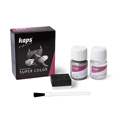 Imagen de Kaps Tinte con Imprimación para Zapatos Y Bolsos Textiles de Cuero Natural Sintético, Super Color And Preparer, 70 Colores (402 plata vieja)