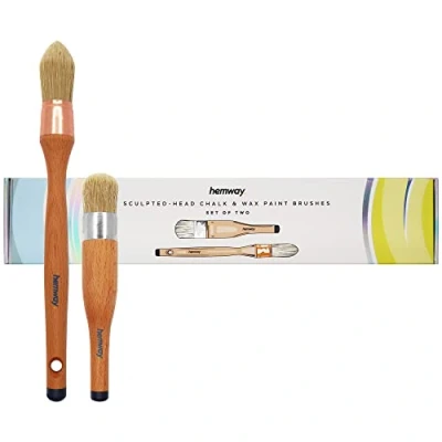 Imagen de Cepillos de Pintura Tiza, Laca y Cera con Cabeza esculpida Hemway para Pintar Muebles, Reciclar, Shabby Chic, decoración del hogar, Pinturas a Base encerar Interiores (Juego 2)