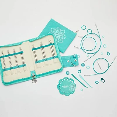 Imagen de KNITPRO Mindful BELIEVE Juego de puntas aguja acero inoxidable (incluye accesorios), diseño con texto en alemán