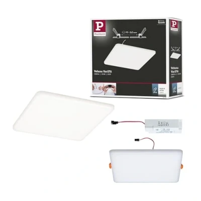 Imagen de Paulmann 92398 Panel LED, luminaria empotrable Veluna VariFit IP44, 185x185 mm, cuadrada, incl. 1x17,5 W, lámpara de techo, satinado, plástico 4000 K