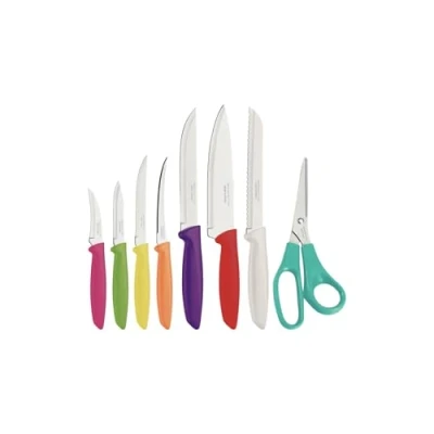 Imagen de Tramontina Juego de Cuchillos Plenus, para Comida, en Acero Inoxidable y Mangos Polipropileno, Incluye Tijeras, Colores Diferentes, 8 Piezas