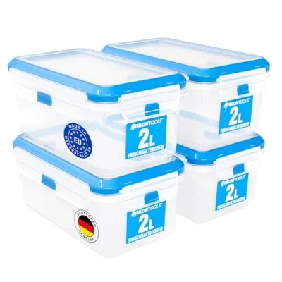 Imagen de ATHLON TOOLS juego de 4 recipientes herméticos 2 L, 100 % y a prueba fugas, 40 grados, para todos los alimentos, sin BPA, frigorífico (2 4)