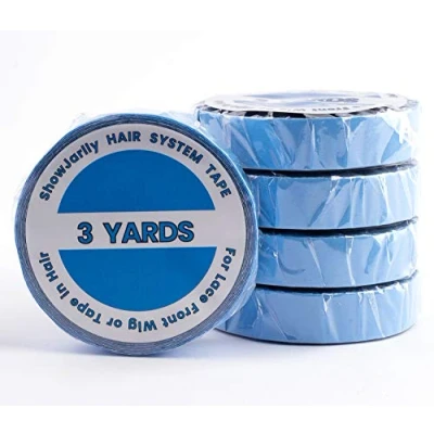 Imagen de ShowJarlly 1 rollo de cinta adhesiva doble cara encaje frontal para peluca, color azul …