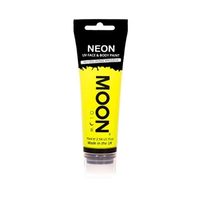 Imagen de Moon Glow Pintura facial y corporal UV neón de gran tamaño con aplicador esponja Amarillo intenso 75ml