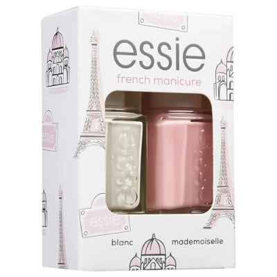 Imagen de Essie, Kit de manicura francesa French Manicure, dúo esmaltes tamaño estándar, Tonos 01 Blanc y 13 Mademoiselle