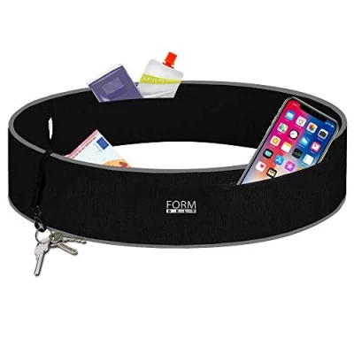 Imagen de Formbelt Plus Riñonera Deportiva, Cinturon Running, Running Belt Deportivo, para Guardar Teléfonos Móviles iPhone X XS 8 7 9 Samsung S8 S9 + Llaves Botellas Jogging Ciclismo Escalada YogaNegro M