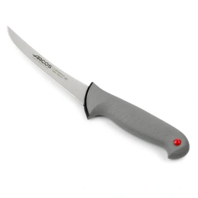 Imagen de Arcos Cuchillo deshuesador con Hoja Acero Inoxidable Nitrum 140 mm. profesional para cortar huesos carne. Mango ergonómico polipropileno. Serie Color Prof. gris.