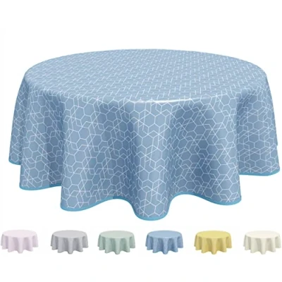 Imagen de Home Direct Hule redondo de PVC, fácil limpiar, 160 cm, color azul y gris