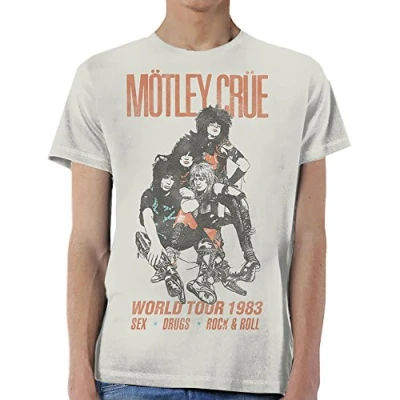 Imagen de Motley Crue World Tour 1983 Rock Oficial Camiseta para Hombre (X Large)