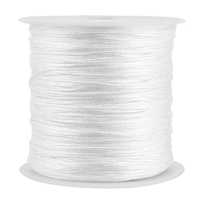 Imagen de VIFERR Cordón de Nudo Chino Nailon, 100M x 0,8 mm Hilo Shamballa Macramé Cola Rata para Hacer Collares Pulseras Abalorios, Blanco