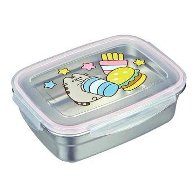 Imagen de Undercover fiambrera Pusheen con cierre de goma acero inoxidable 550 ml capacidad sandwichera escolar para niños