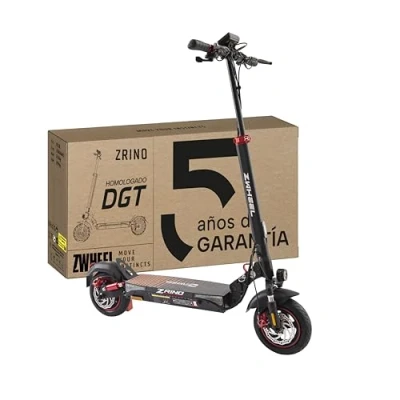 Imagen de ZWHEEL ZRINO Patinete Eléctrico Adultos Homologado DGT 600W 1200W MAX, 50km Autonomía, Ruedas 10&quot; Tubeless Doble Suspensión Hidráulica, Intermitentes, Frenos de Disco, Pantalla, IP54
