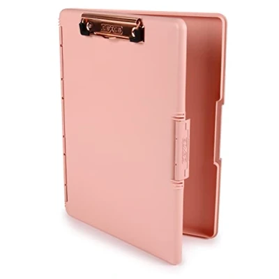 Imagen de Dexas Slimcase 2 portapapeles de almacenamiento con apertura lateral, color rosa rubor clip oro rosa, suministros oficina para transportar y almacenar, soporte A4, combina