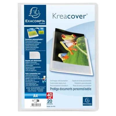 Imagen de Exacompta Ref. 5728E Kreacover Chromaline Lote de 5 protectores documentos (20 fundas cristal liso, 40 vistas, para A4, 24 x 32 cm), color incoloro