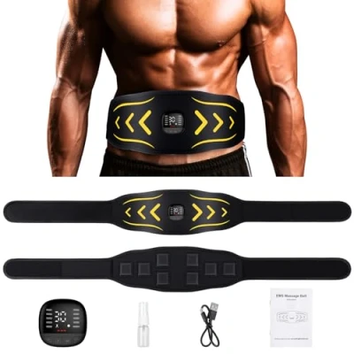 Imagen de Unegnel EMS Estimulador Muscular, Electroestimulador Abdominal con 10 Modos 30 Intensidades E Indicador De Consumo CaloríAs para Hombres Y Mujeres
