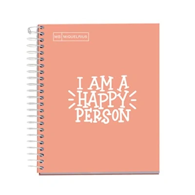 Imagen de Miquelrius Cuaderno Notebook Messages, 1 Franja de Color, A6, 100 Hojas Cuadriculadas 5 mm, Papel 90 g, Sin Taladros, Cubierta Cartón Duro, color Melocotón