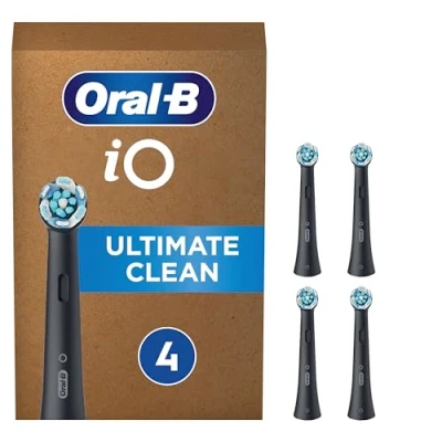 Imagen de Oral B iO Ultimate Clean Black Cabezales de recambio, tamaño buzón, Pack 4
