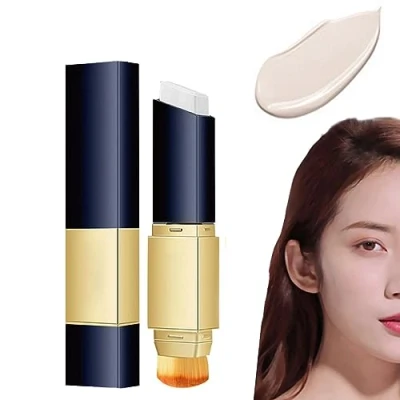Imagen de CERAVI corrector de doble cara con pincel, 2 en 1 White Foundation Stick, cara, brocha coreana coreano (1 x marfil)