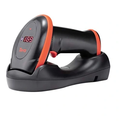 Imagen de Tera Escáner de código Barras con Sensor Imagen píxeles Altos 2D 1D QR Inalámbrico 2.4 GHz + Cable USB estación Carga y Contador Digital HW0008