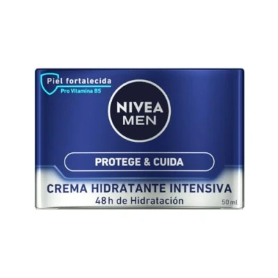 Imagen de NIVEA MEN Protege &amp; Cuida crema hidratante Intensiva (1 x 50 ml), facial con aloe vera, para hombres la piel muy seca, nutre e hidrata