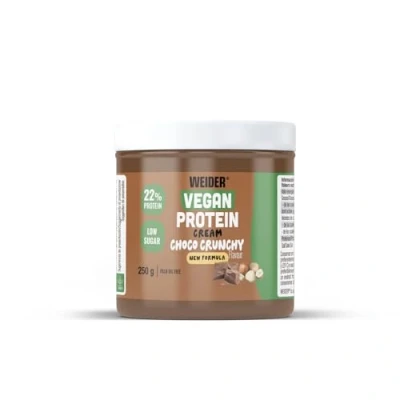 Imagen de Weider Whey Protein Crunchy Choco Vegan Spread. 100% vegana, Baja en azúcares, efecto crunchy, 23% proteína de guisante, 250 g (Paquete 1)