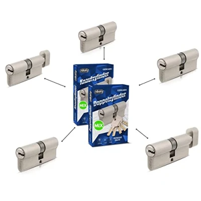 Imagen de GERCAR 5x cilindro de cerradura/cerradura barril perfil o pomo MIX 60/70/80/90 mm combinación libre diferentes tamaños con la misma llave 25 llaves sistema OKS