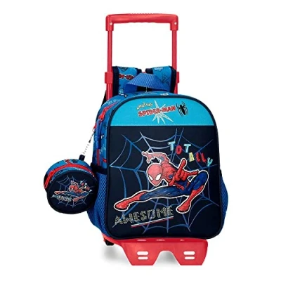 Imagen de Marvel Spiderman Totally awesome Mochila Preescolar con Carro Azul 21x25x10 cms Poliéster 5,25L