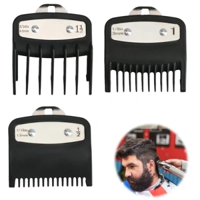 Imagen de 3PCS Peines Maquina Cortar Pelo Protectores Para Cortadora de 1.5, 3, 4.5 mm 3 Longitudes Compatibles con Wahl Clip Metal Cabello Se Adapta a la Mayoría Los Guía Cortadoras