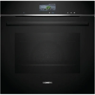 Imagen de Siemens HR776G1B1 iQ700 Horno inteligente empotrable con función de vapor, 60 x cm, fabricado en Alemania, color negro, pirólisis activeClean e hidrólisis humidClean, Air Fry, programas