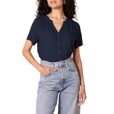 Imagen de Amazon Essentials Blusa Tejida de Manga Corta Mujer, Azul Marino, XL