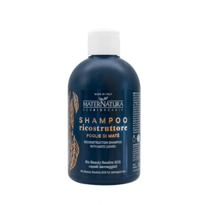 Imagen de Maternatura, Champú Reconstructor con Hojas de Yerba Mate para Cabello Dañado, Limpia y Repara el Cabello, Bio Beauty Routine SOS Made in Italy 250 ml