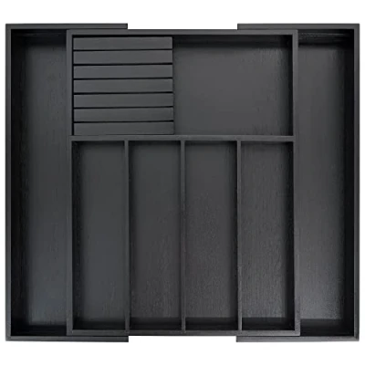 Imagen de VaeFae Organizador de cajones cubiertos bambú para cocina, soporte expandible utensilios y bandeja con divisor, almacenamiento 13 a 21.6 pulgadas bloque