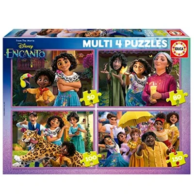 Imagen de Educa Multi 4 Encanto Set de puzzles infantiles progresivos 50 a 150 piezas. Medida aproximada una vez montado: 34 x 24 cm. Compuesto por grandes piezas perfectamente acabadas +5 años (19581)