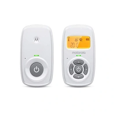Imagen de Motorola MBP24 Monitor de Audio para bebé con Pantalla Temperatura Ambiente, micrófono Alta sensibilidad y conversación bidireccional, Color Blanco