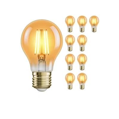 Imagen de ledscom.de 10 unidades Bombilla LED E27, A60, blanco extra cálido (2500 K), 4,2 W, 471 lm, dorada