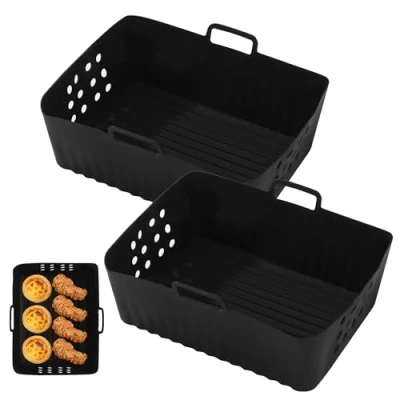 Imagen de 2 Piezas Molde Silicona Freidora de Aire,Para Ninja Double Stack XL SL400EU, Accesorio para Aire, Mit Lüftungslöchern,para Aire Doble Zona Foodi Max SL400EU SL401EU AF300EU