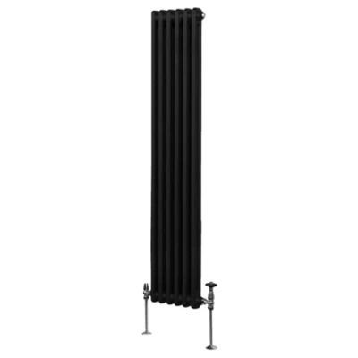 Imagen de Radiador Tradicional Vertical de 2 columnas 1800mm x 292mm Negro Acero Montado en pared Kit fijación y soportes + Cepillo limpieza GRATIS Calefacción estufa calefactor