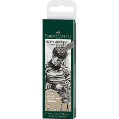 Imagen de Faber Castell 167169 Pitt Artist Pen, color 273, gris cálido IV, S, F, M, B, estuche de 4